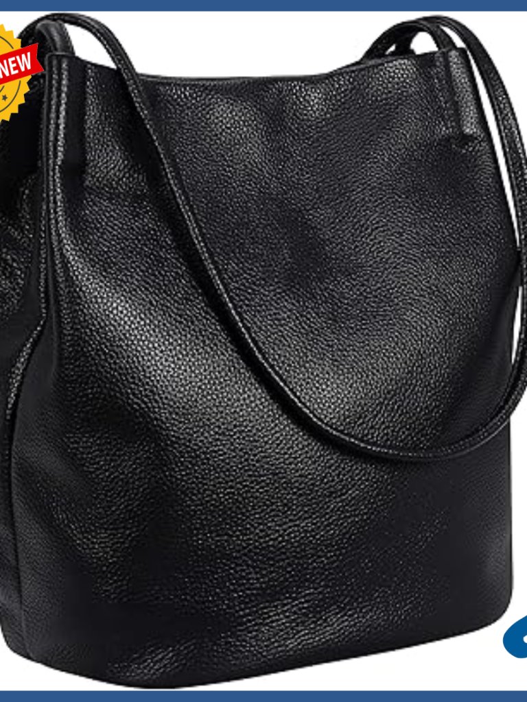 Genuine Leather Hobo Tote Bag With Magnetic Closure And Multiple Pockets